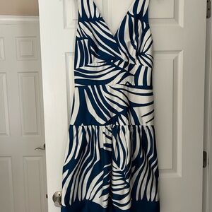 White House Black Market Blue and White Patterned Mini Dress